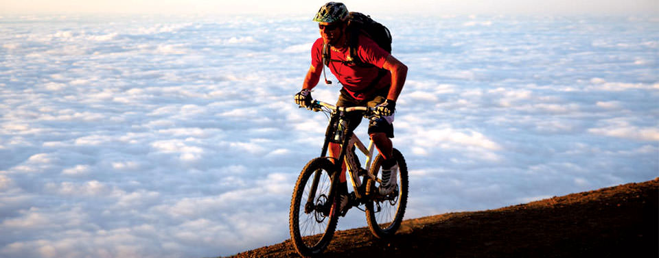 mountain biker riding in tenerife
